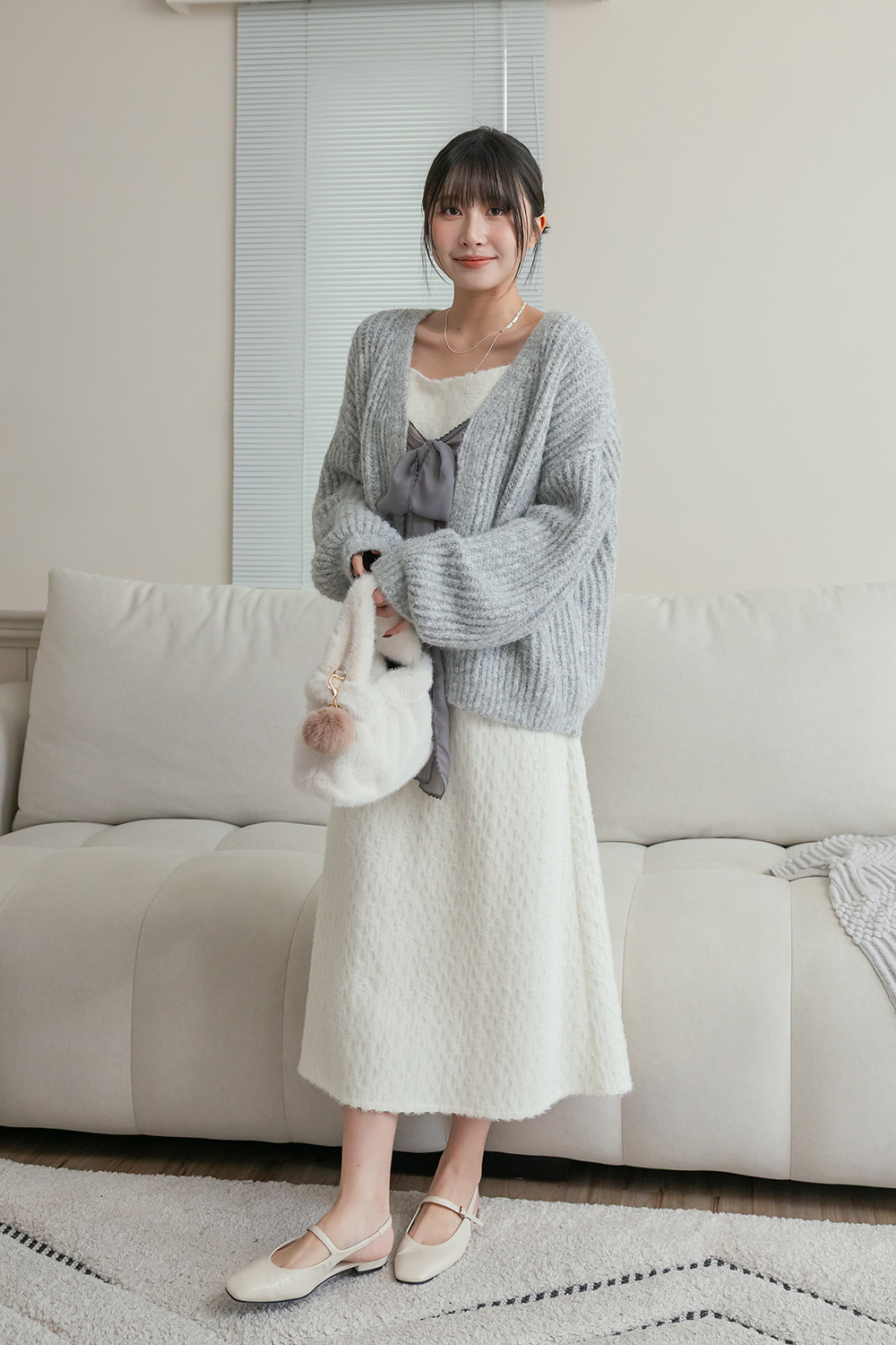 HEALER Made 節慶禮物 雪紡綁帶V領針織外套