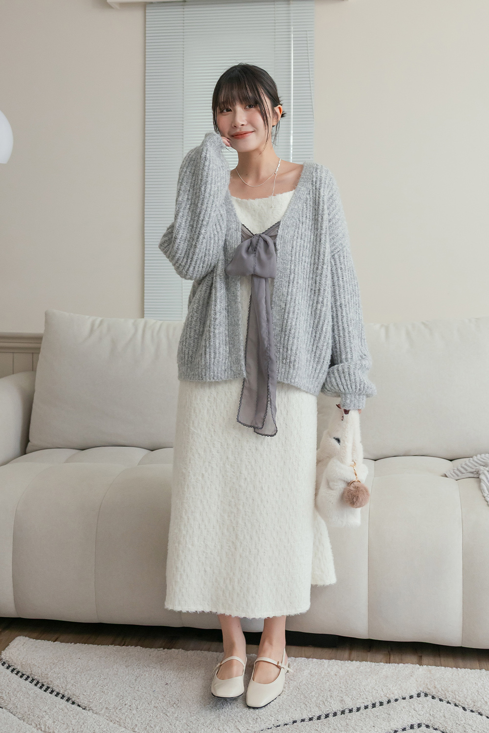 HEALER Made 節慶禮物 雪紡綁帶V領針織外套