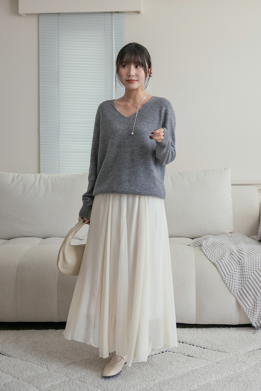 老朋友 親膚V領羊毛針織衫