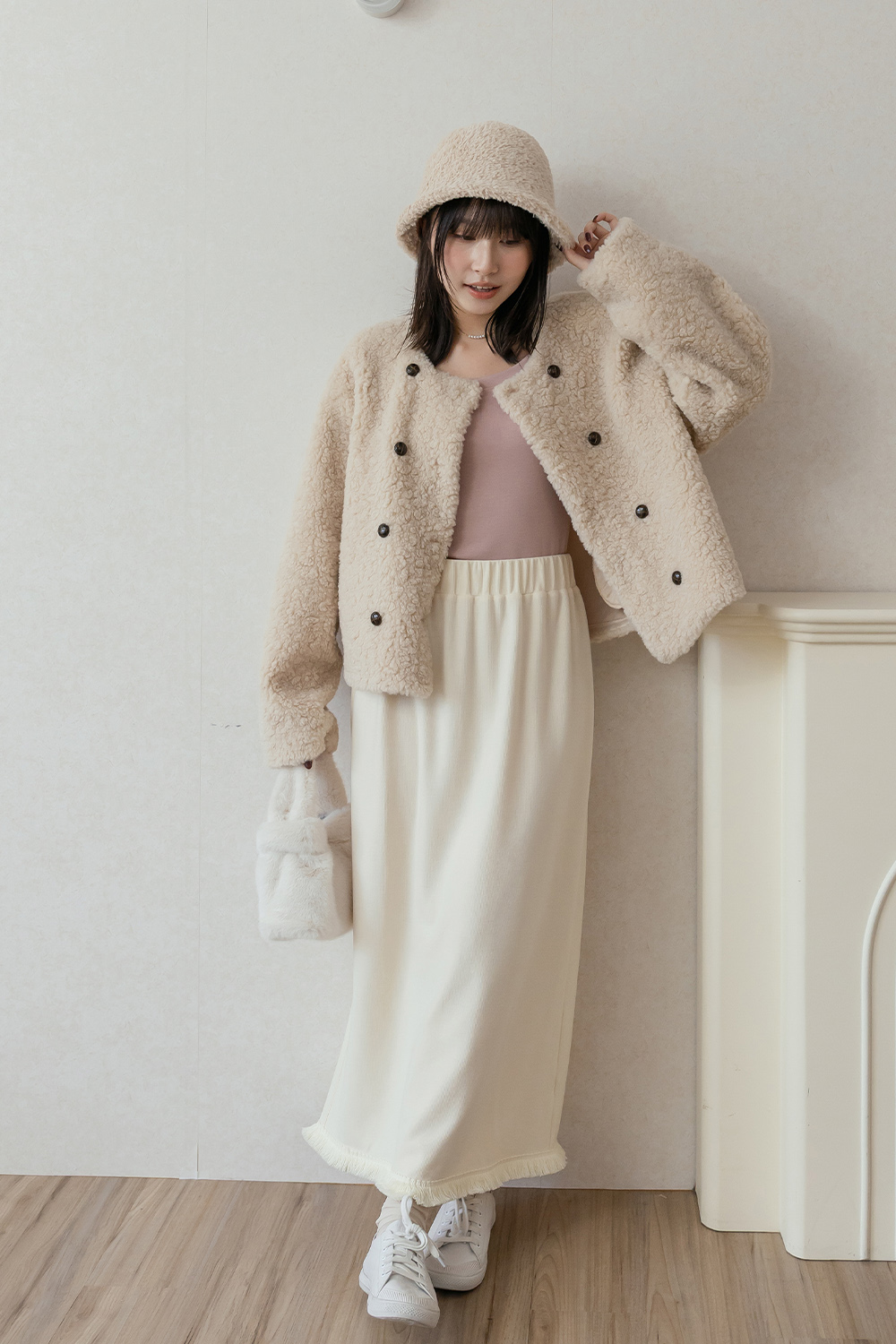 暖陽 大圓領磨毛合身長袖T