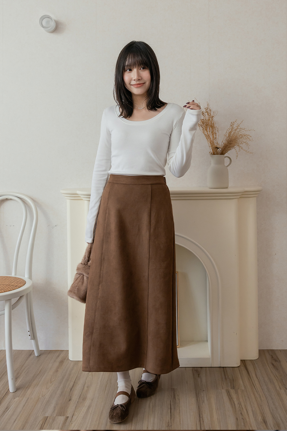 暖陽 大圓領磨毛合身長袖T