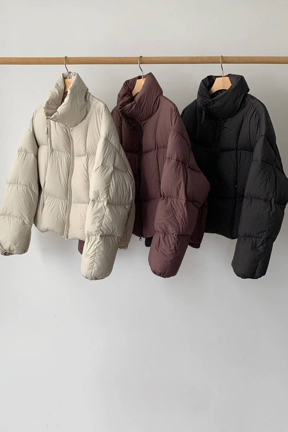 寶劍同款 立領方格羽絨外套