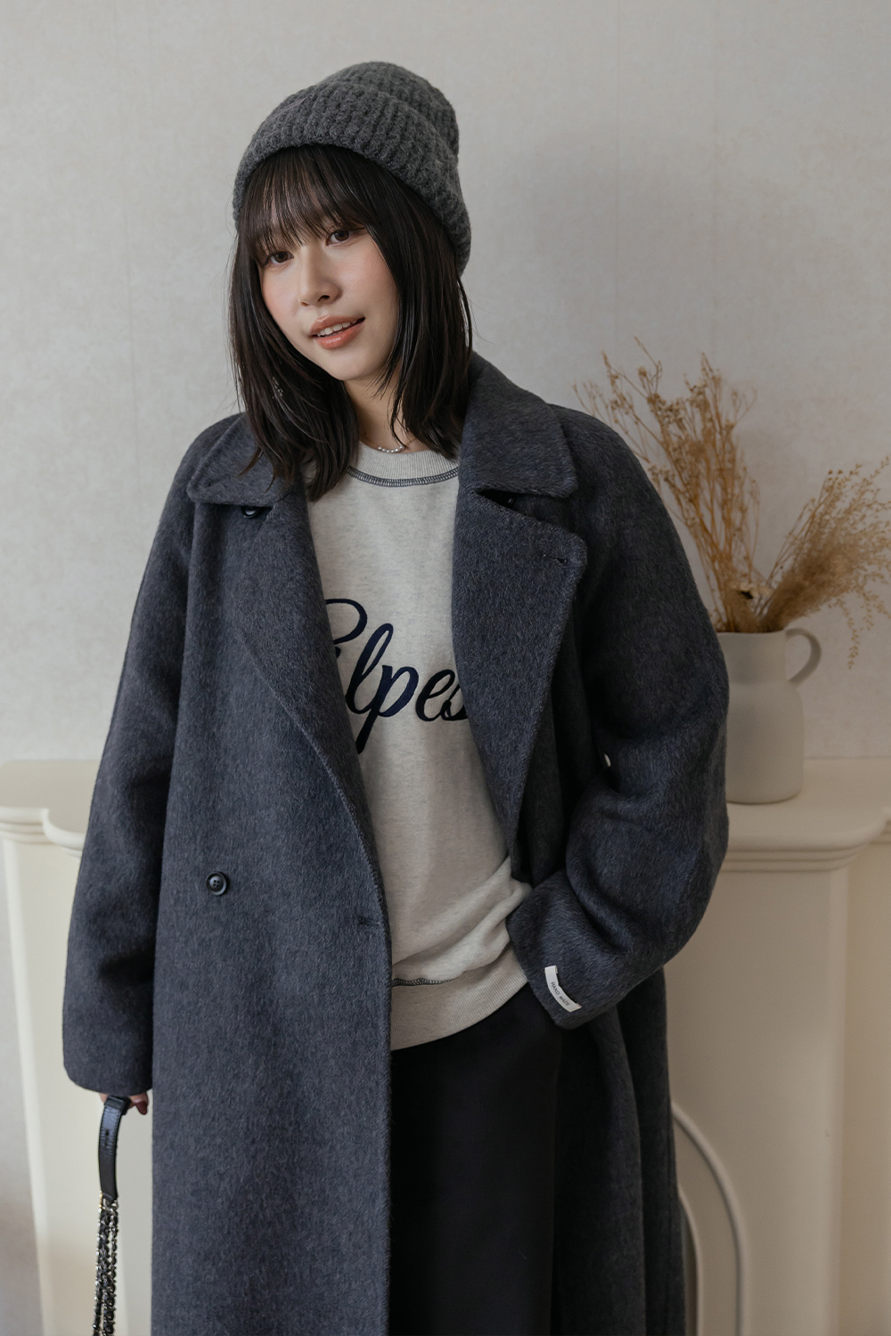 歐美blogger 羊毛翻領長版大衣