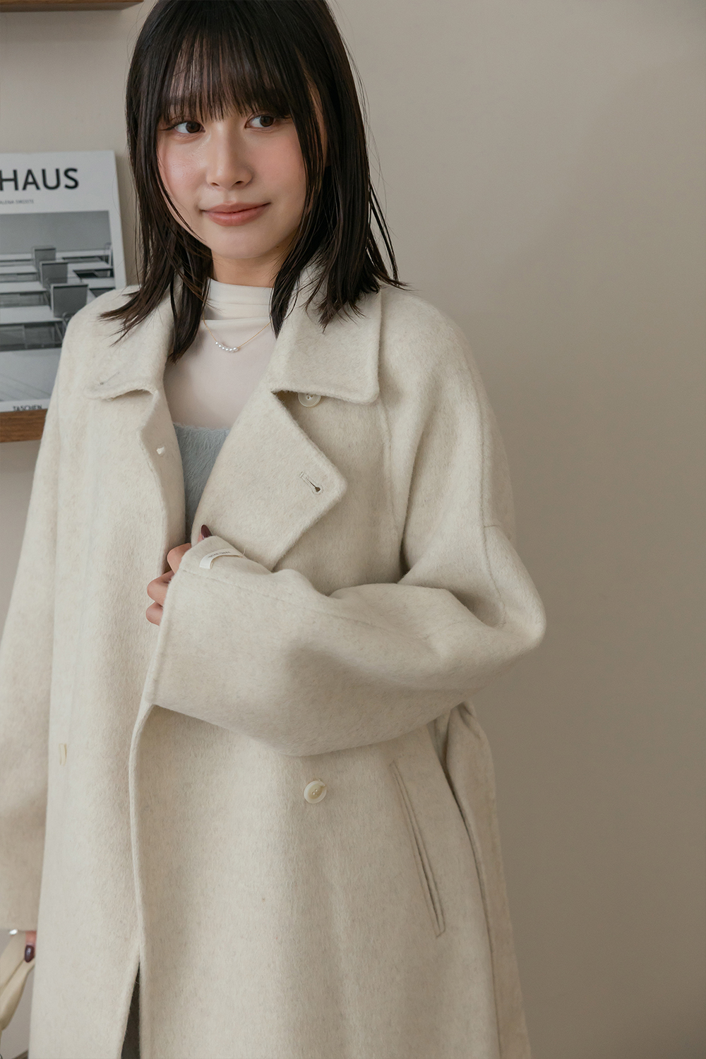 歐美blogger 羊毛翻領長版大衣