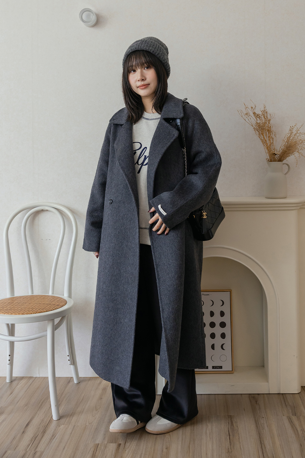 歐美blogger 羊毛翻領長版大衣