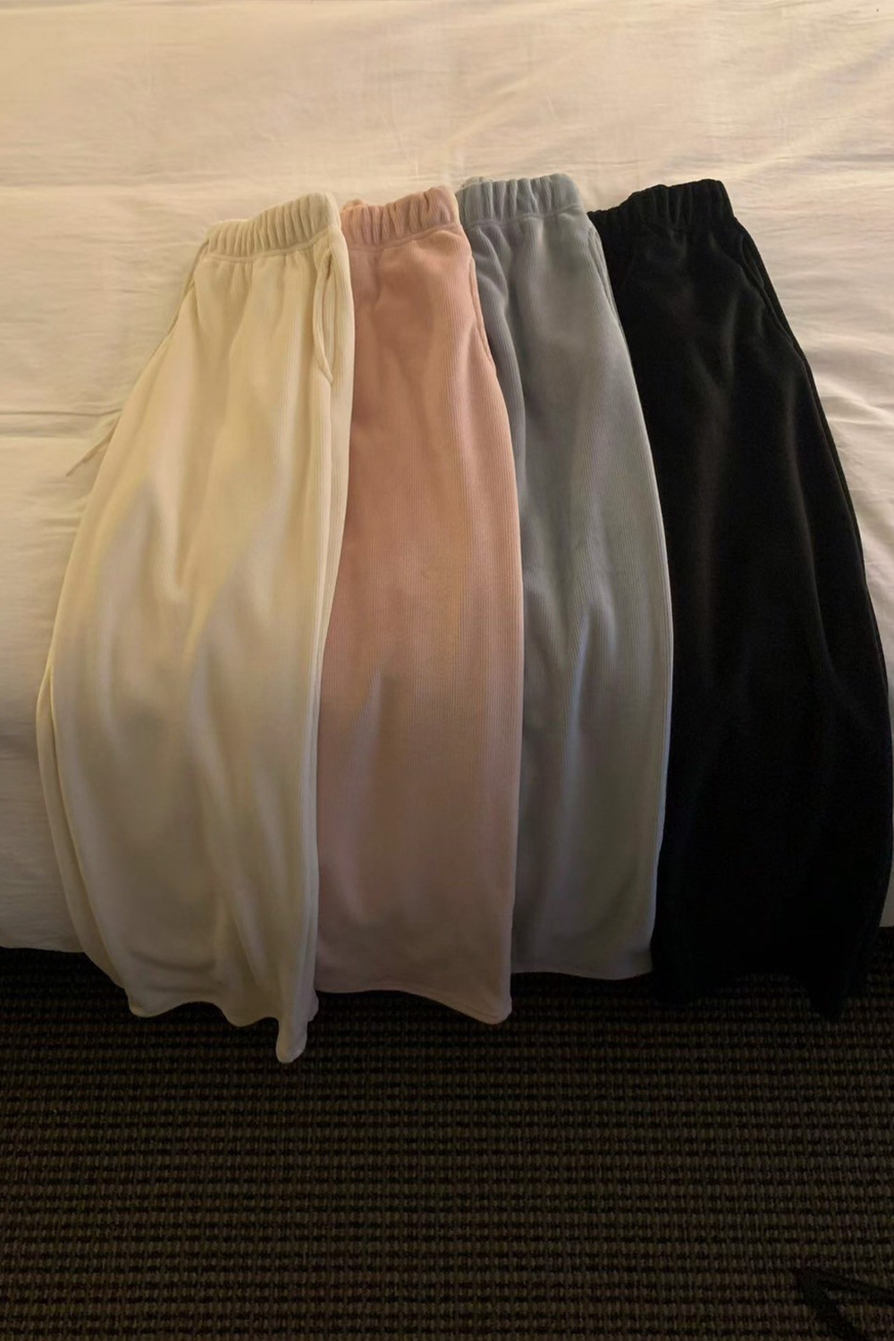 寒流棉褲 內刷毛坑條寬褲