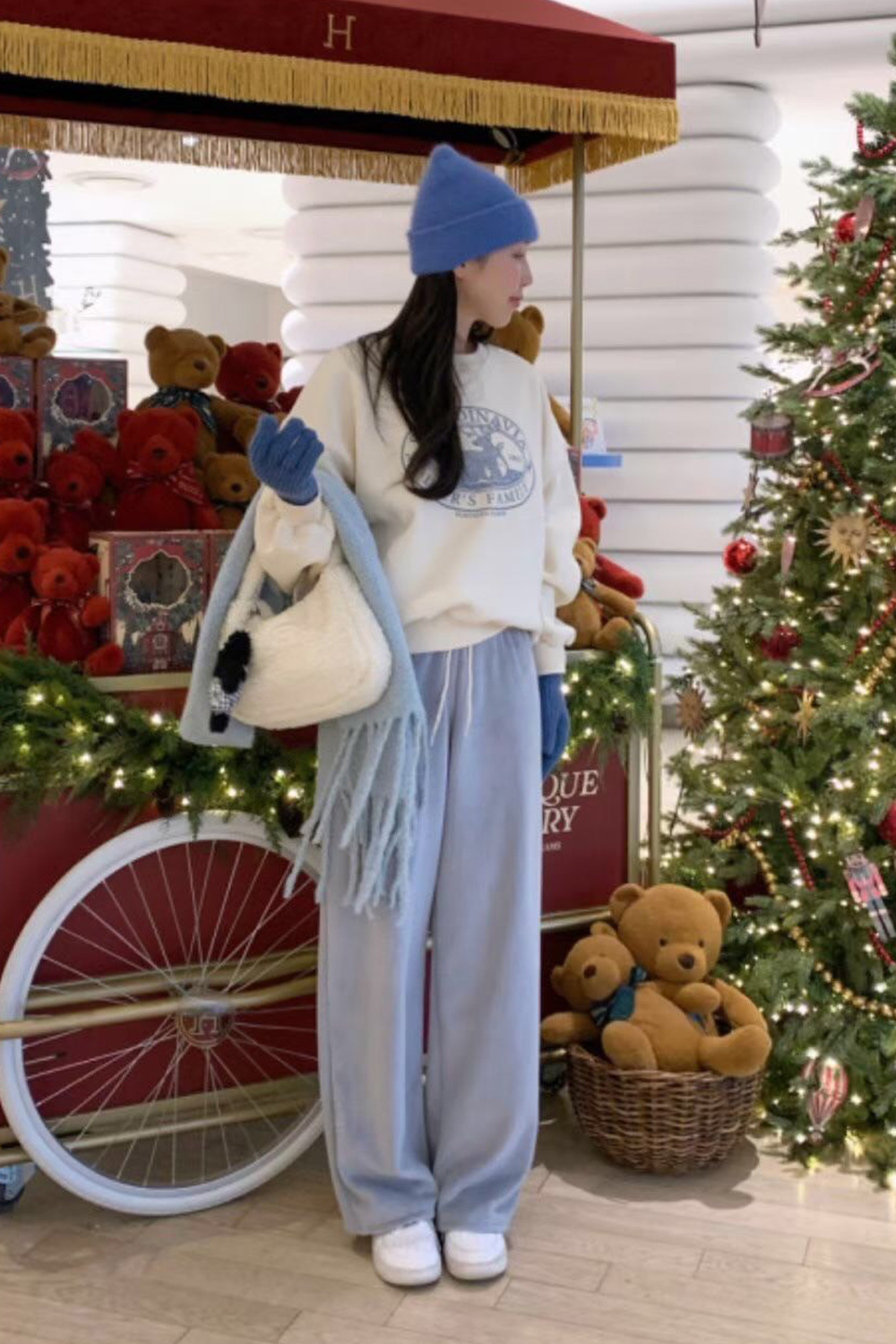 寒流棉褲 內刷毛坑條寬褲