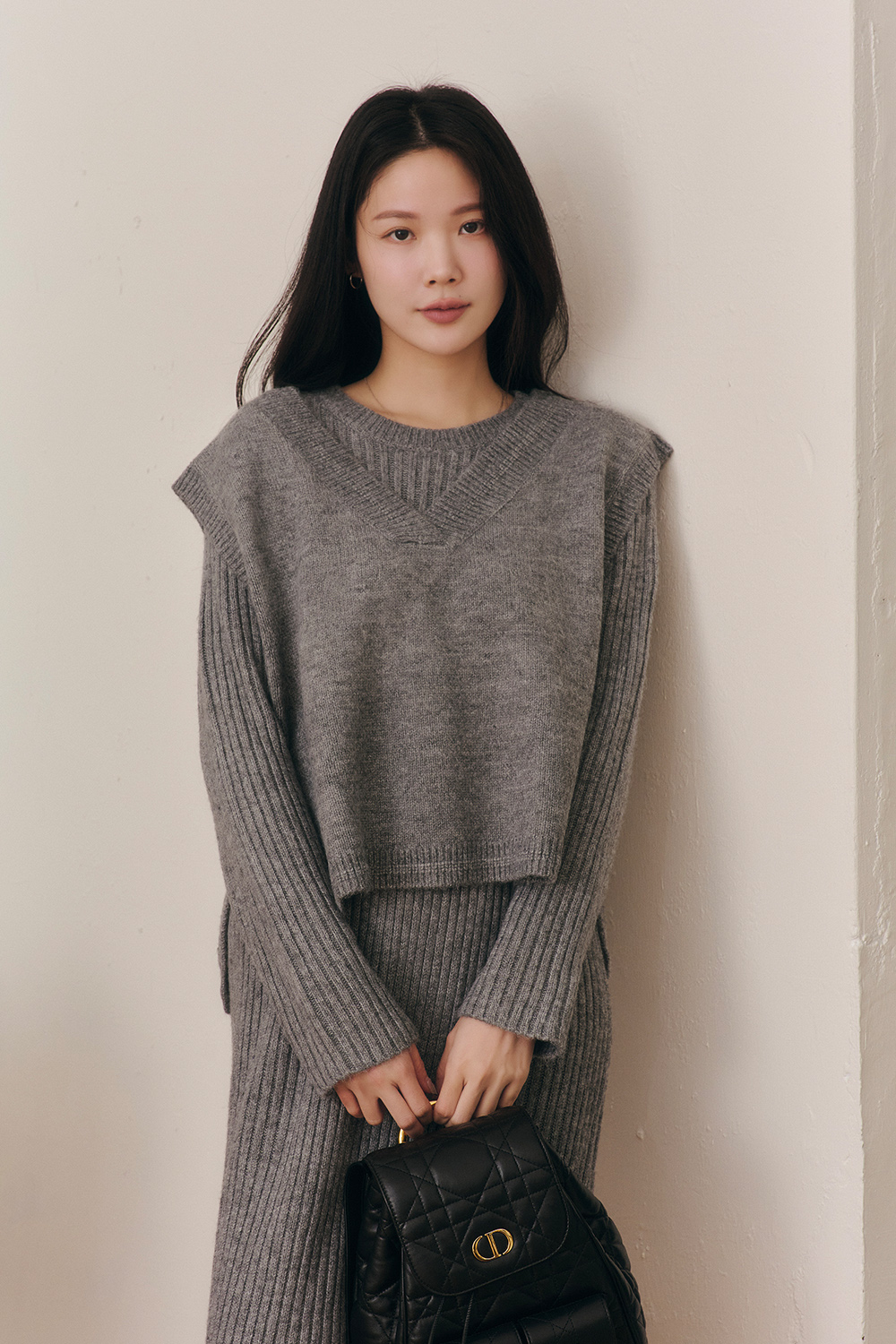 HEALER Made 貝諾松 V領背心坑條針織長洋裝