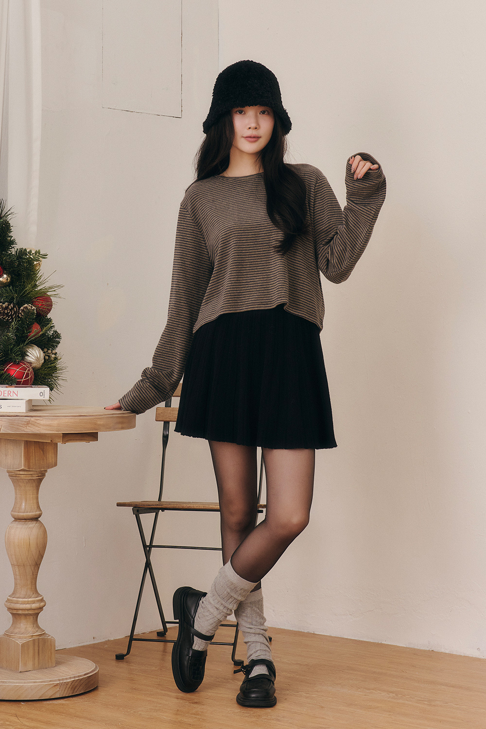 HEALER Made 秘密武器 坑條傘擺針織短褲裙