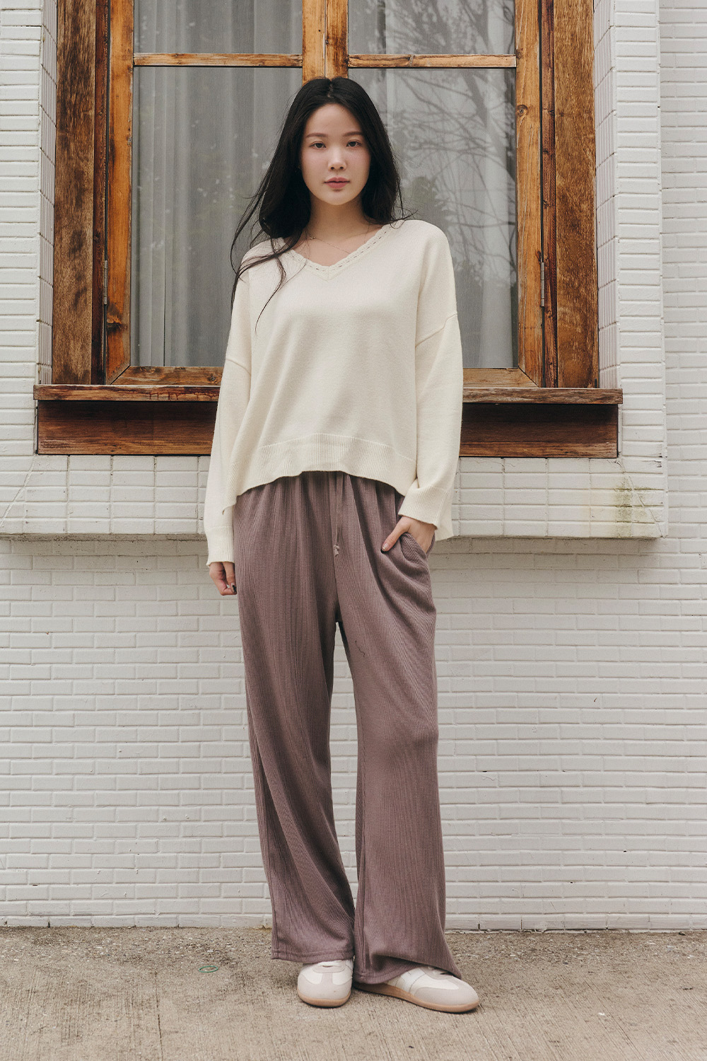 HEALER Made 口袋版小棉襖 舒適坑條直筒寬褲