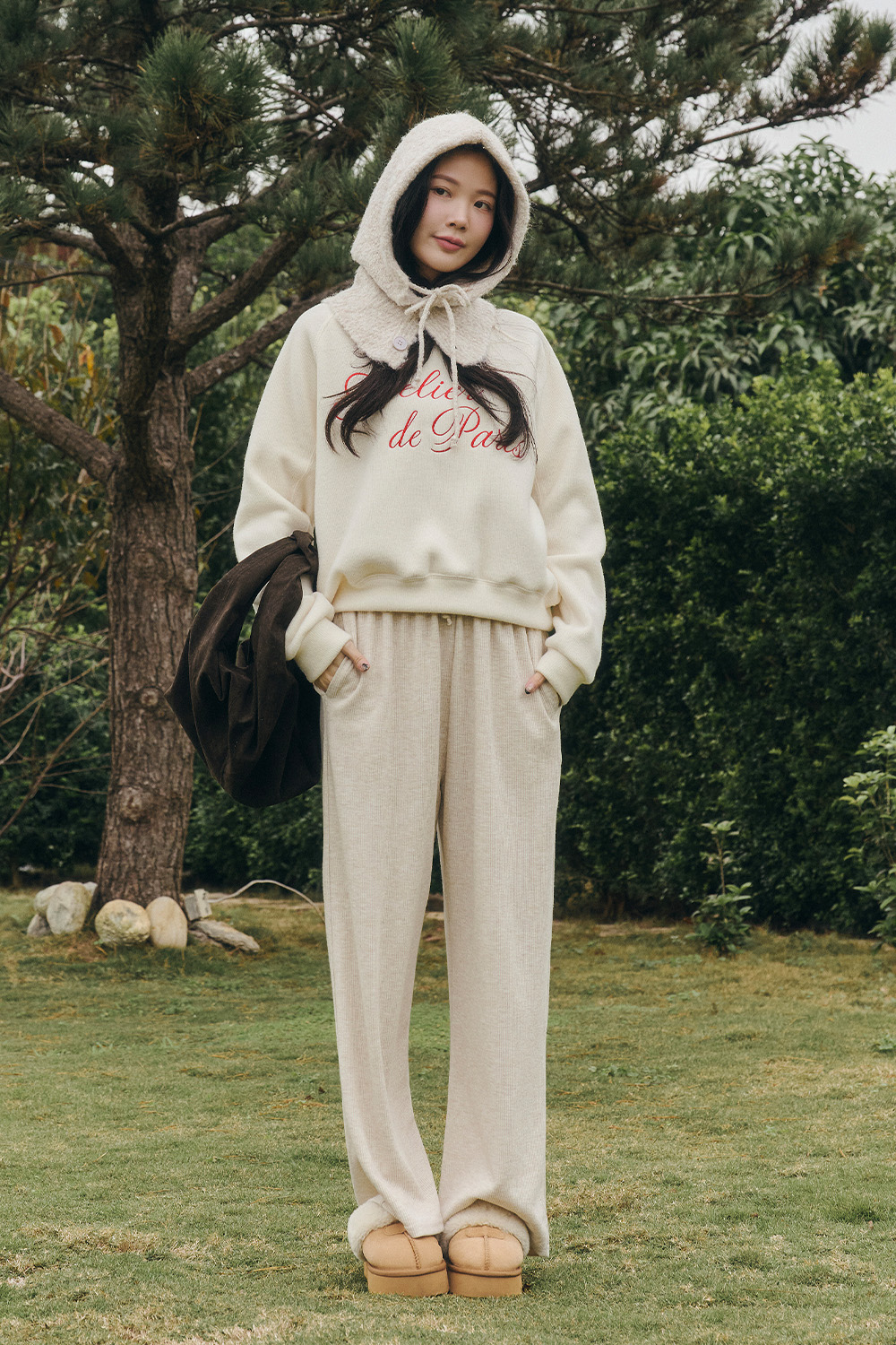 HEALER Made 口袋版小棉襖 舒適坑條直筒寬褲