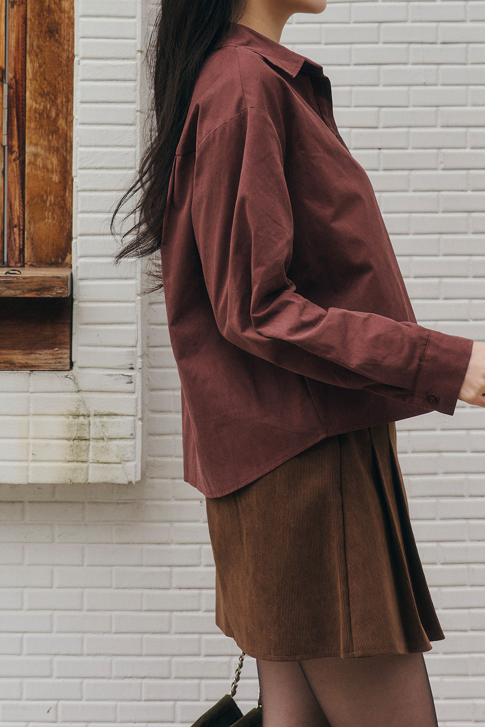 芬蘭時區 輕磨毛短版襯衫