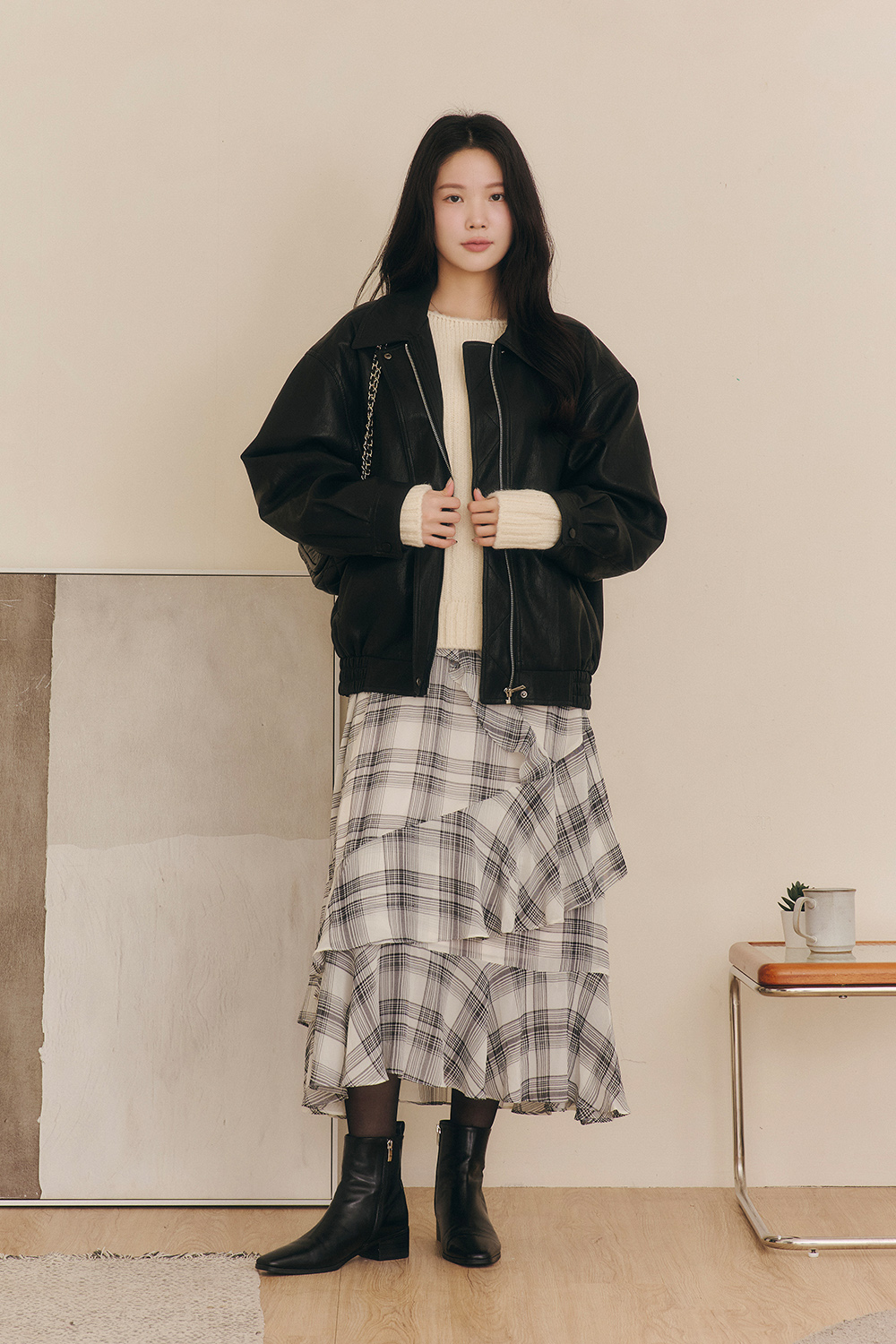 維多利亞港 質感柔軟皮衣外套