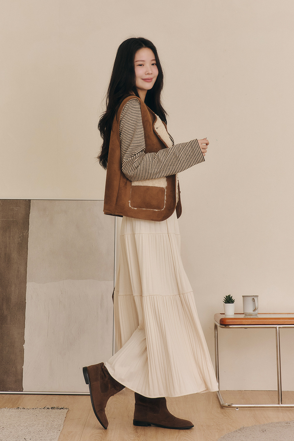 暖冬小波羅 麂皮羔羊毛背心