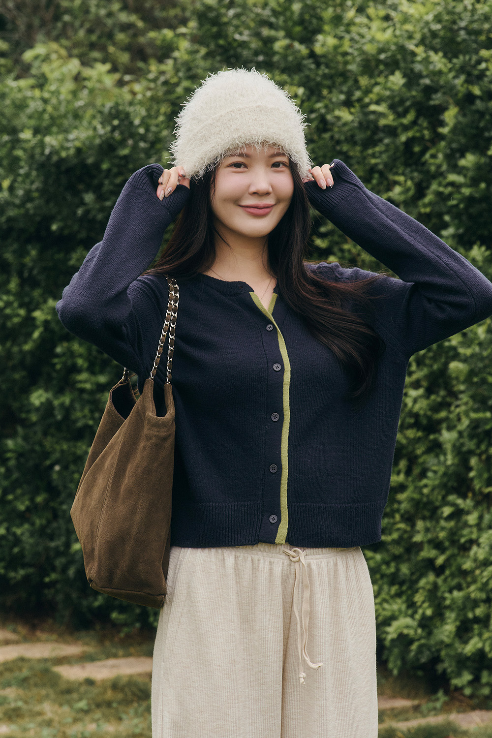 平安夜 配色門襟針織外套