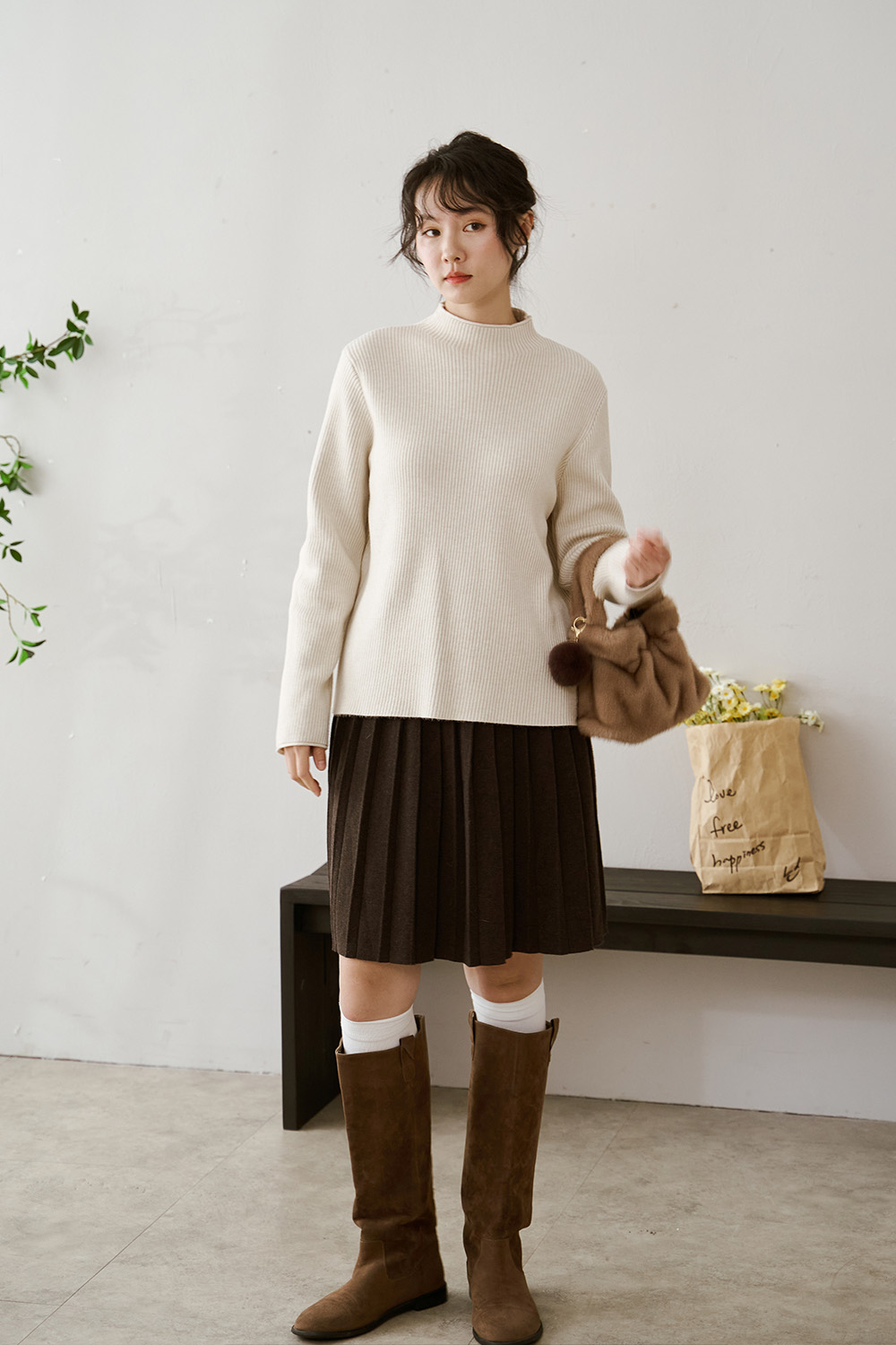 一秒淪陷 內刷毛半高領針織衫