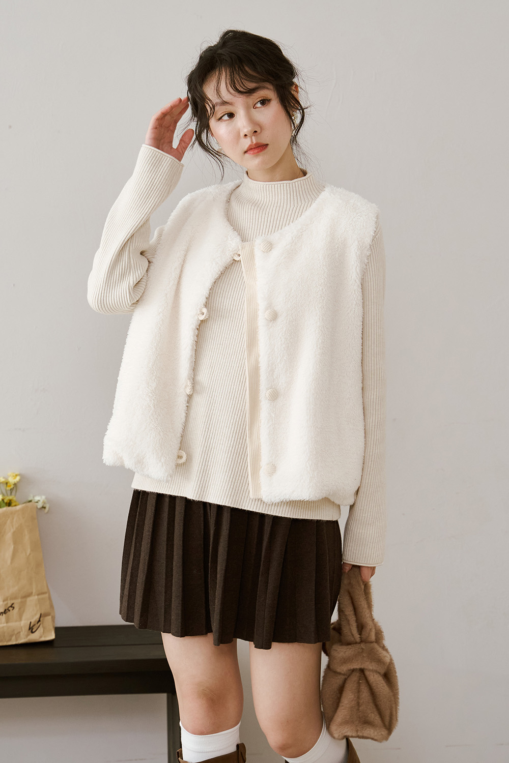 一秒淪陷 內刷毛半高領針織衫
