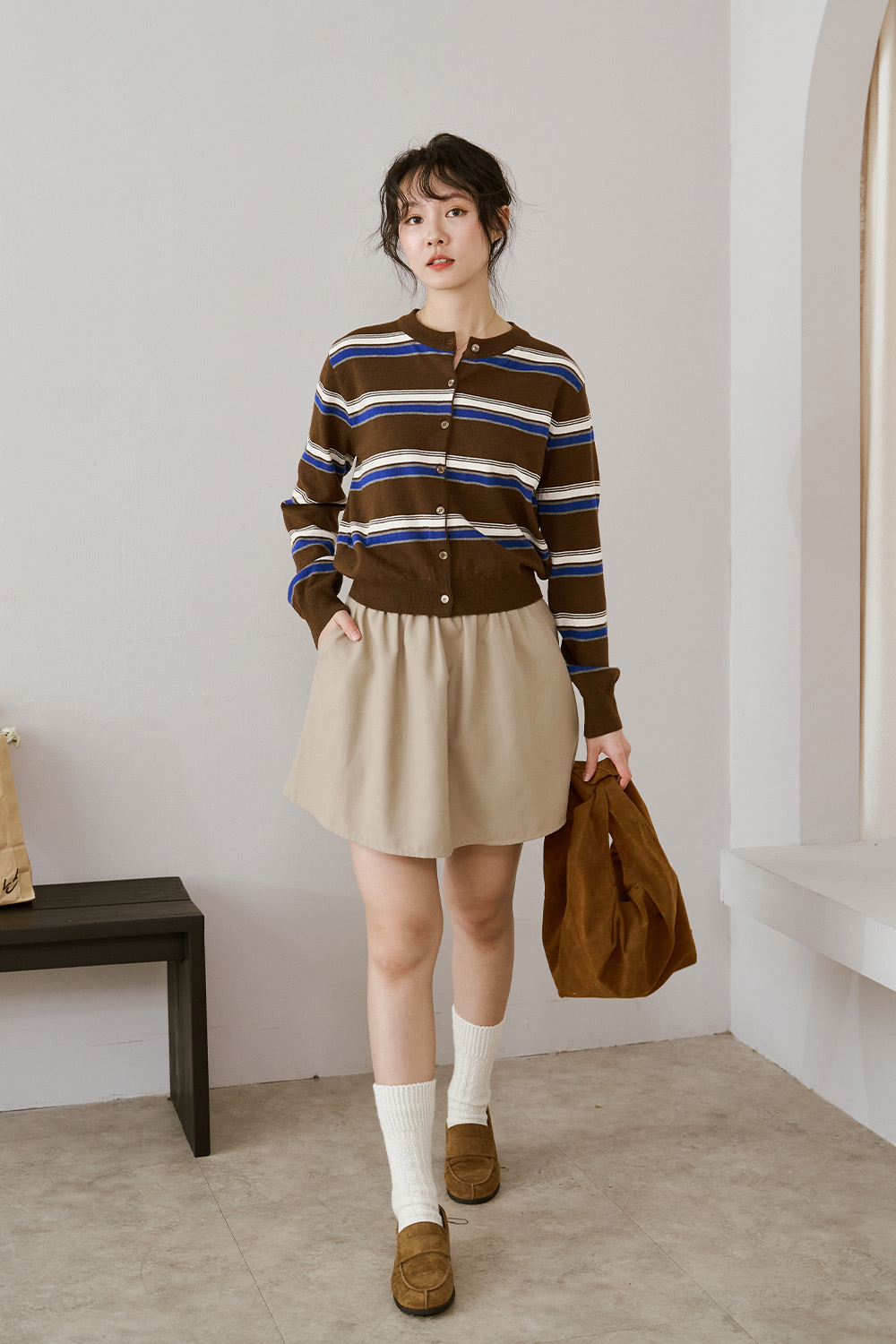 心動配色 跳色條紋針織外套