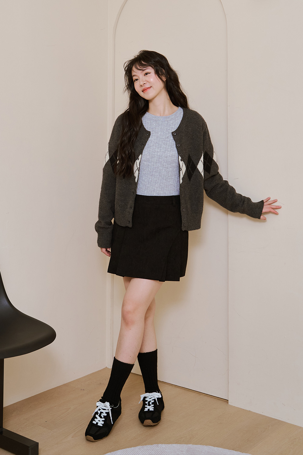 質感取勝 菱格紋針織外套