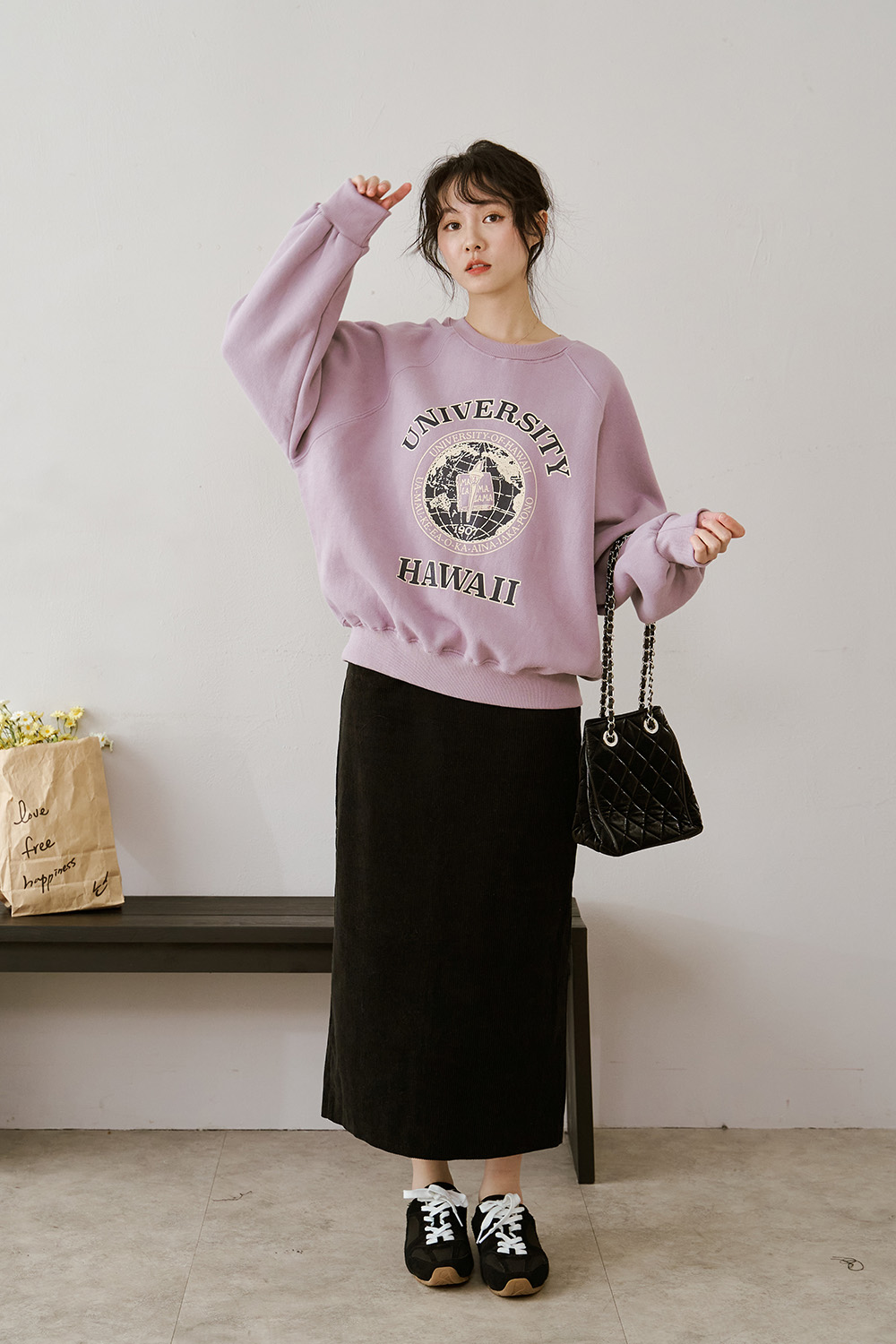 跑咖日常 燈芯絨直筒中長裙