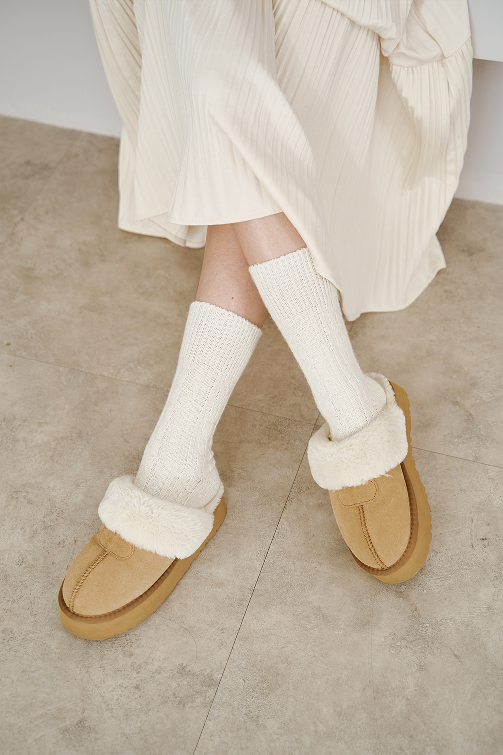 加分配件 麻花羊毛中筒襪