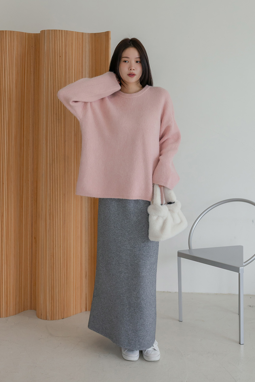 河口湖夢遊 安哥拉羊毛寬鬆針織毛衣