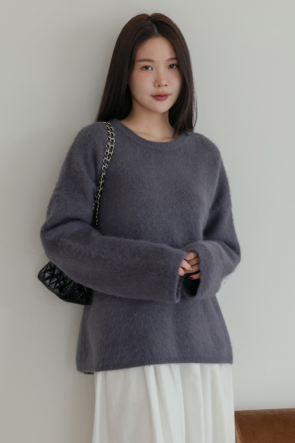 河口湖夢遊 安哥拉羊毛寬鬆針織毛衣