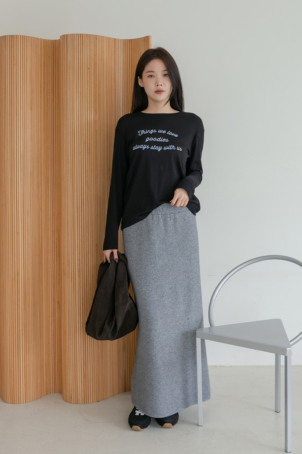 常伴左右 植絨文字印花刷毛長袖T