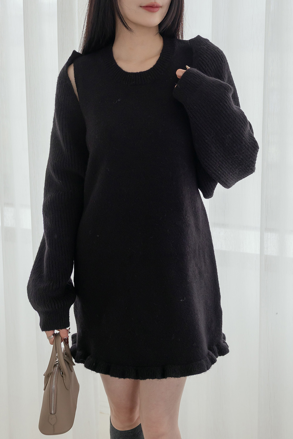 小公主 針織罩衫背心短洋裝套裝