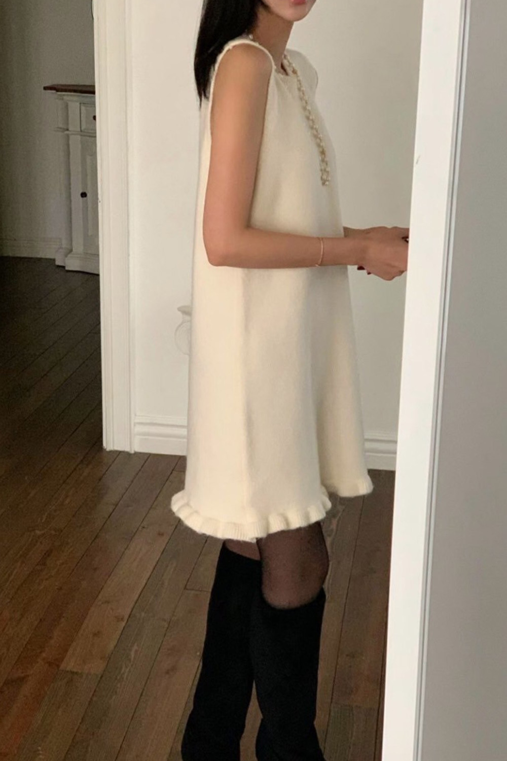 小公主 針織罩衫背心短洋裝套裝