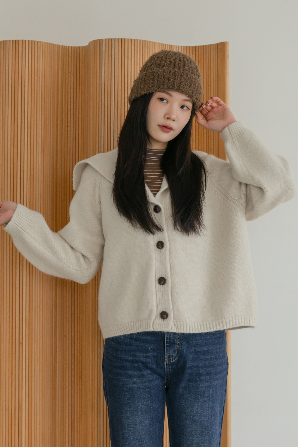 偷偷愛戀 翻領寬鬆針織外套