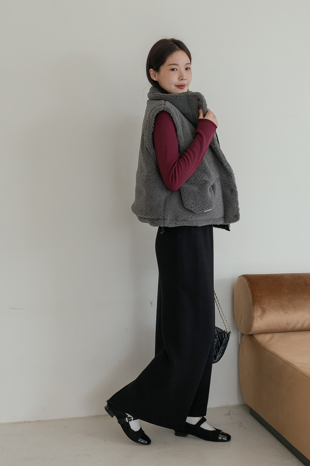 雙重享受 羔羊毛羽絨雙面穿背心