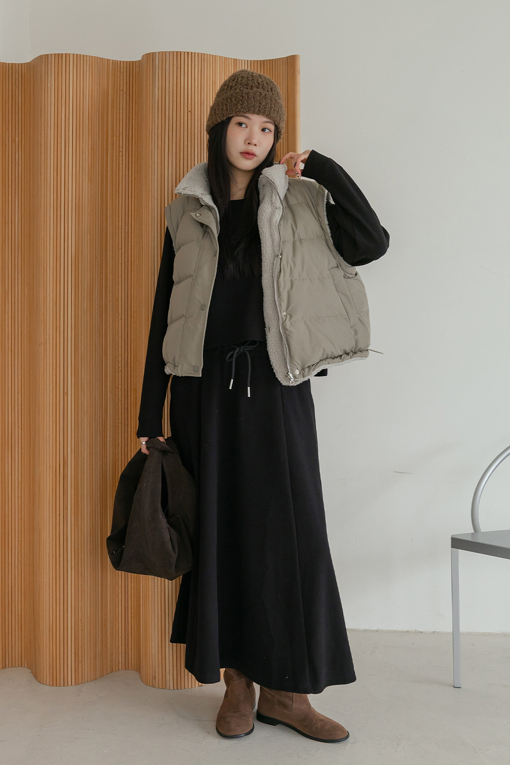 雙重享受 羔羊毛羽絨雙面穿背心