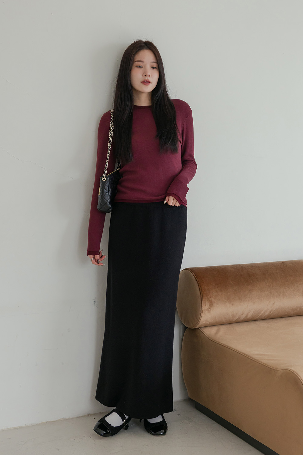 暖到犯規 內刷毛直筒針織長裙