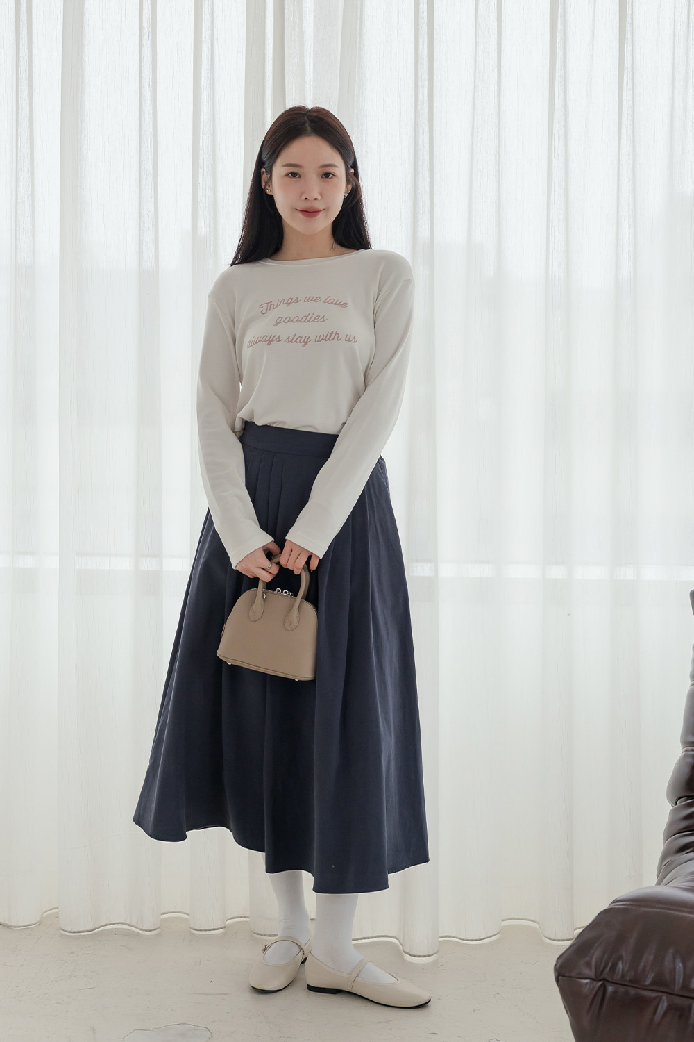 氧氣女孩 打褶傘擺圓裙