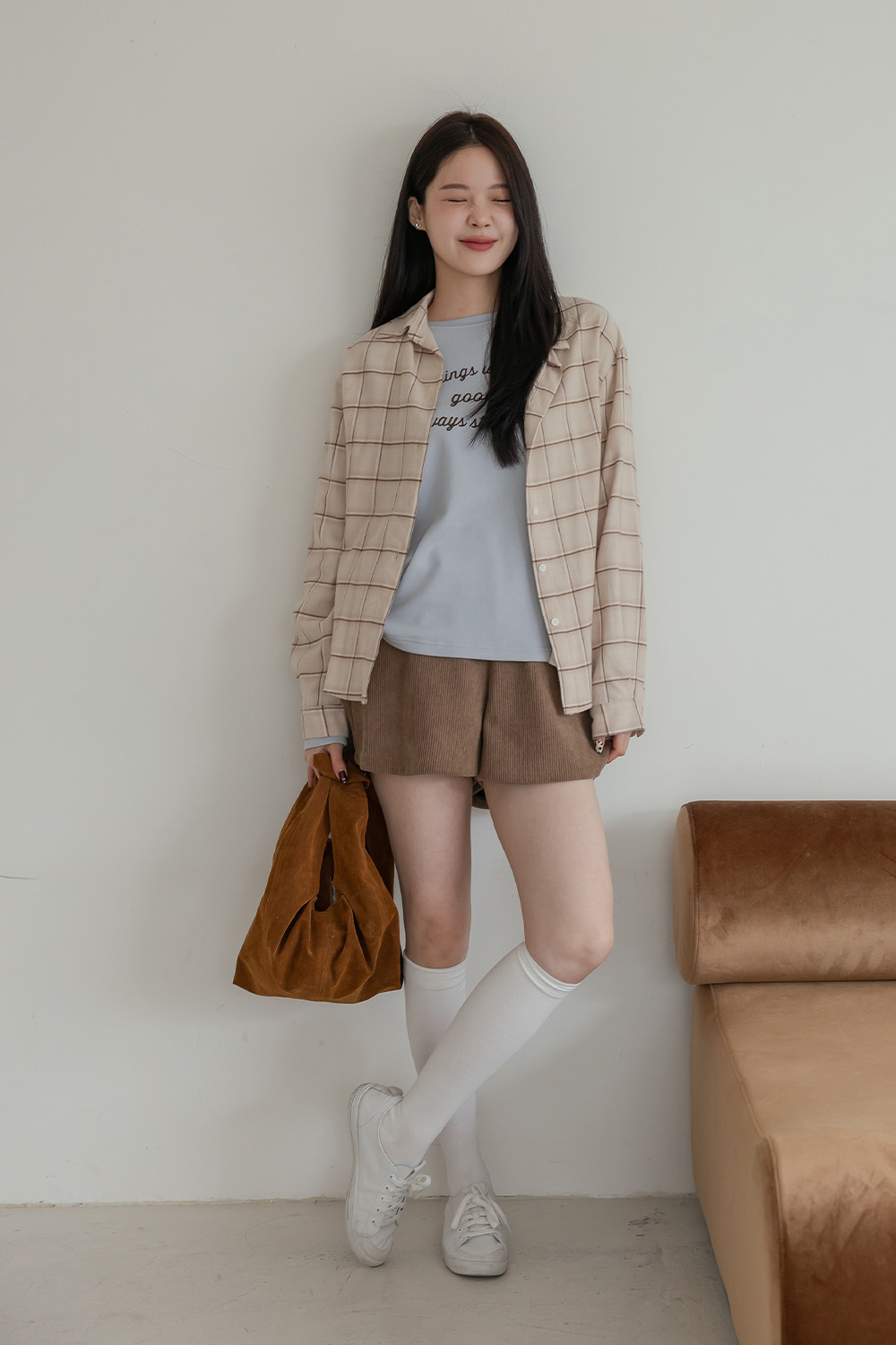 冬日格調 輕磨毛格紋襯衫