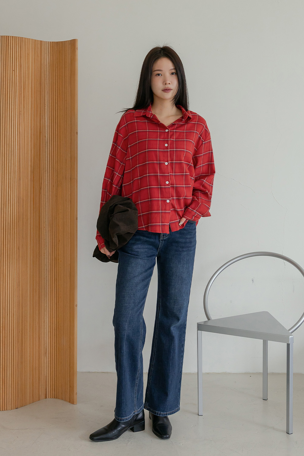 冬日格調 輕磨毛格紋襯衫