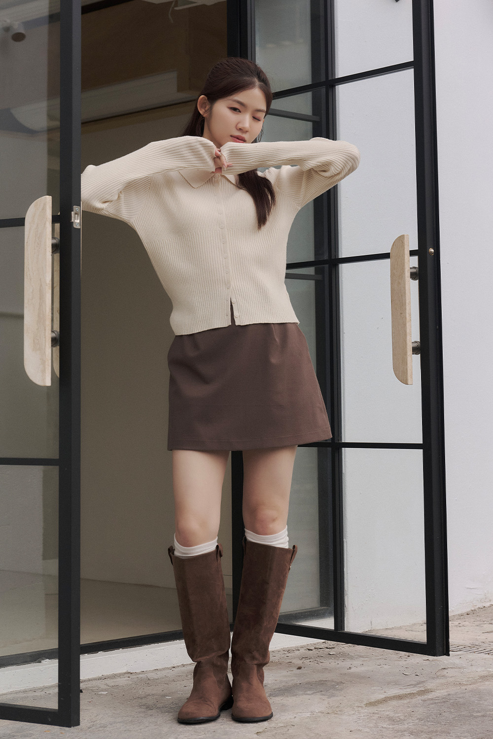 HEALER Made 願望清單 變化坑條翻領開襟針織衫