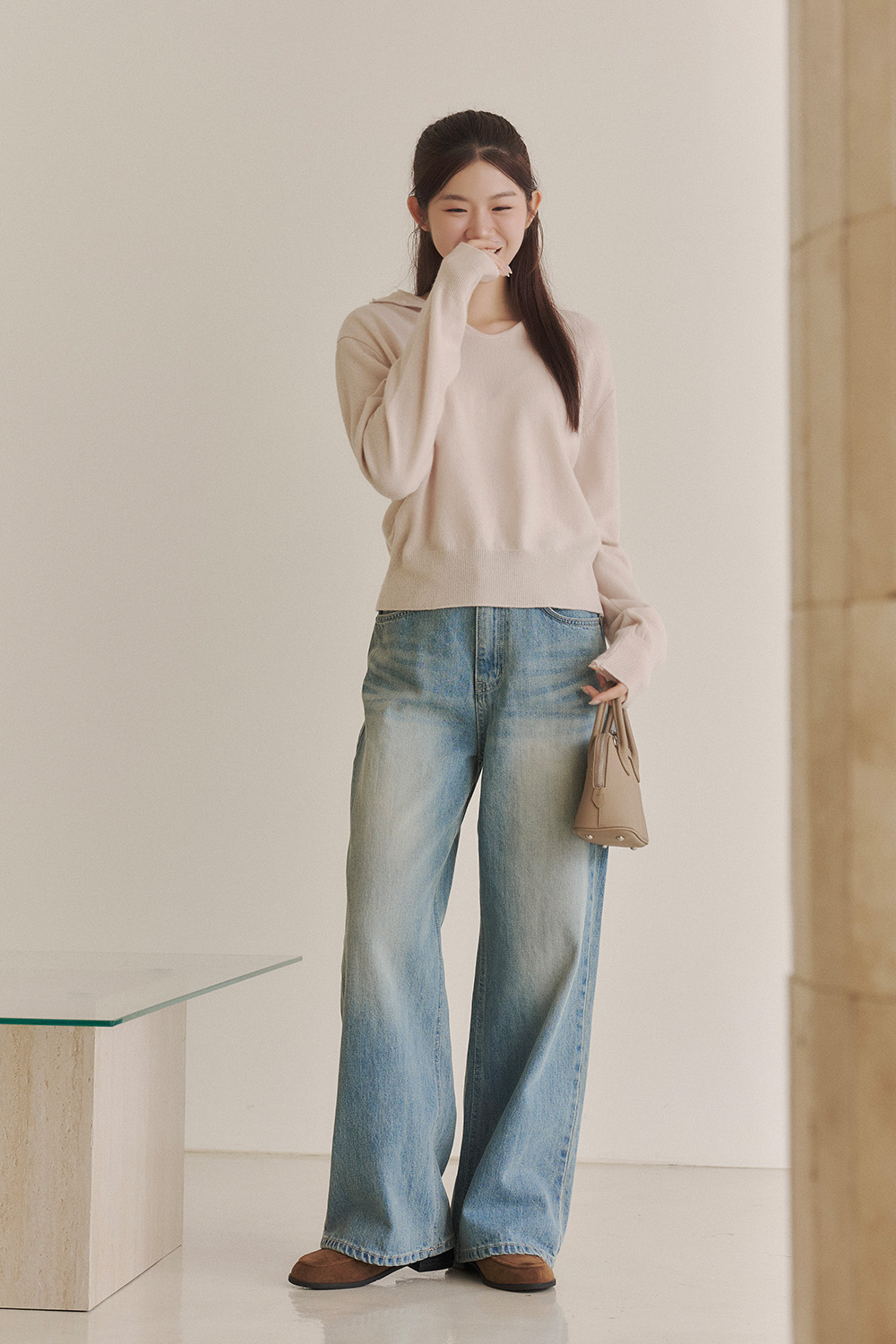 輕柔優雅 氣質開釦兩穿高領針織衫