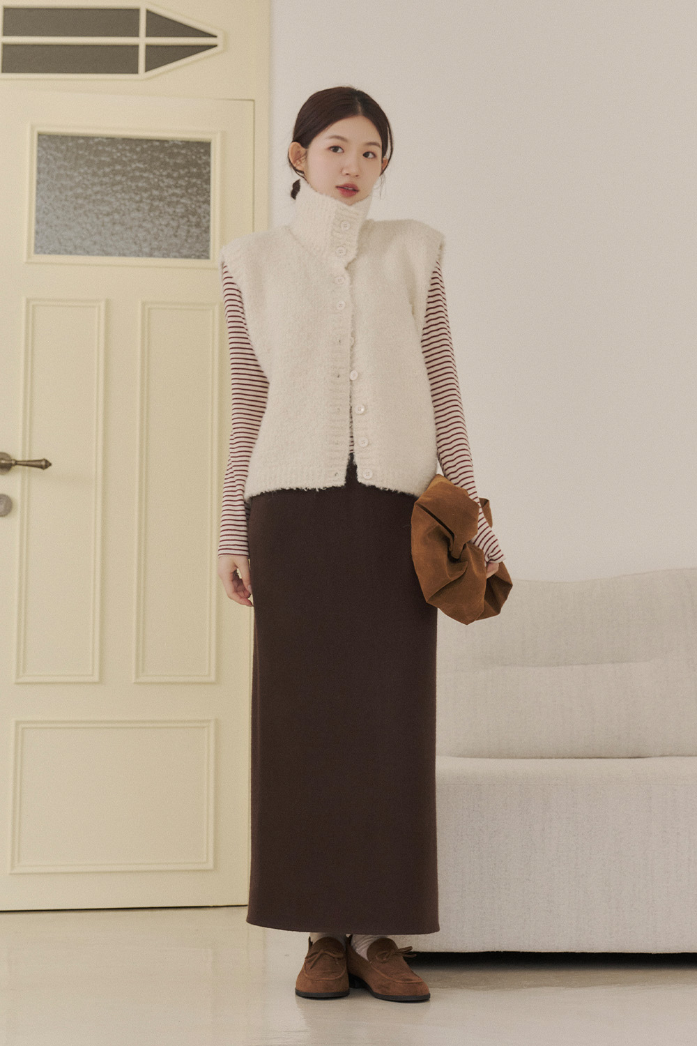 最好的一年 翻領圈圈紗開襟針織背心