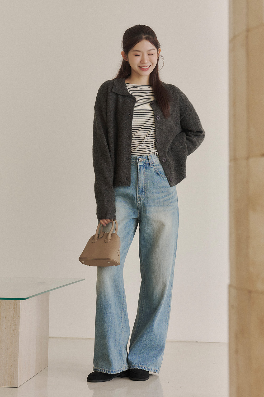 海岸線 細條紋長袖T