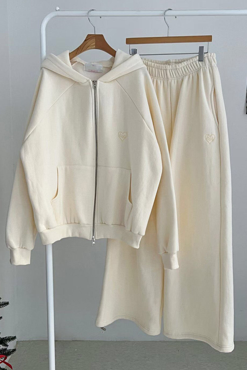 練舞室 內磨毛抽繩縮口寬棉褲