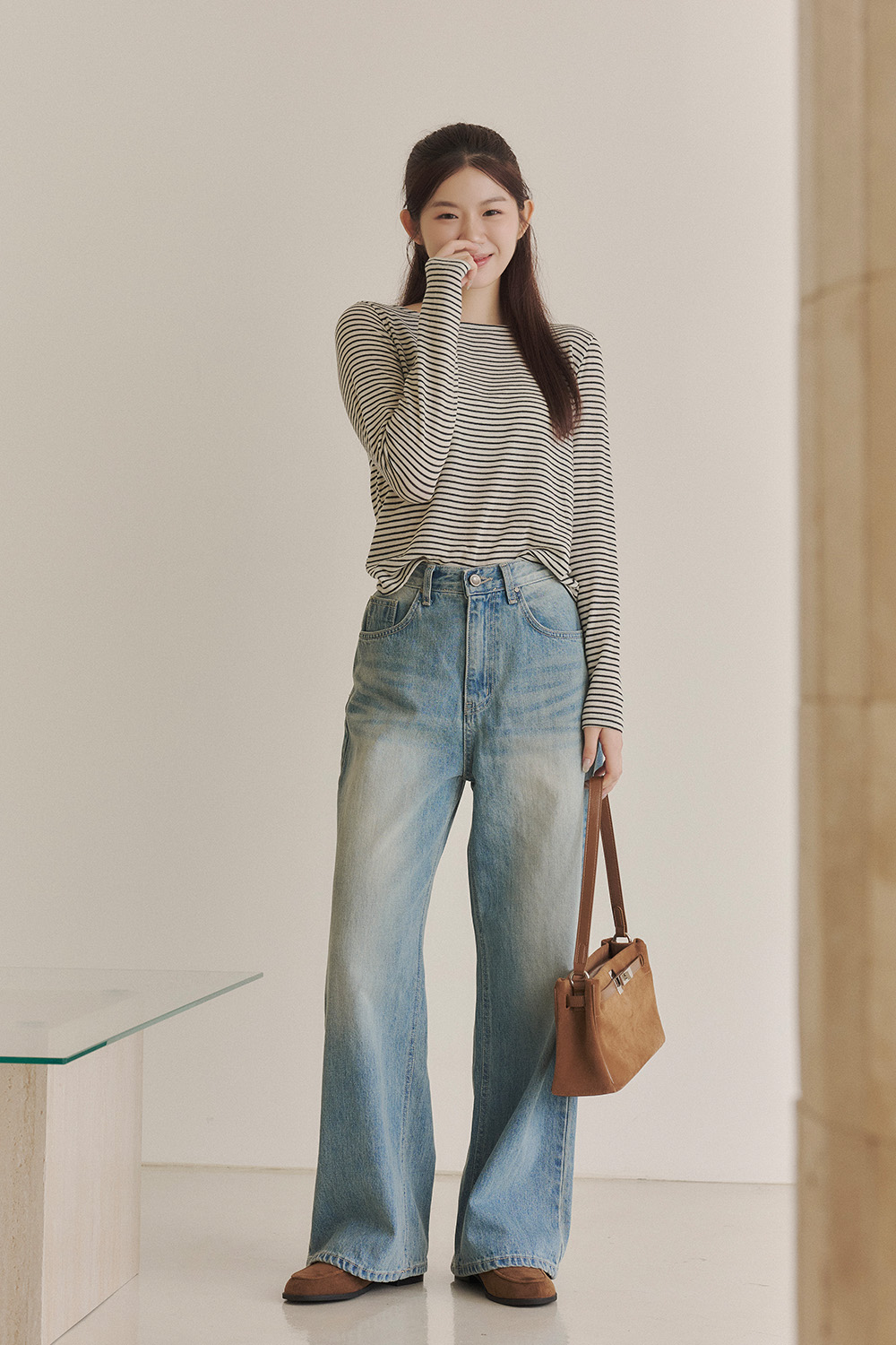 腿型微整 純棉直筒牛仔褲