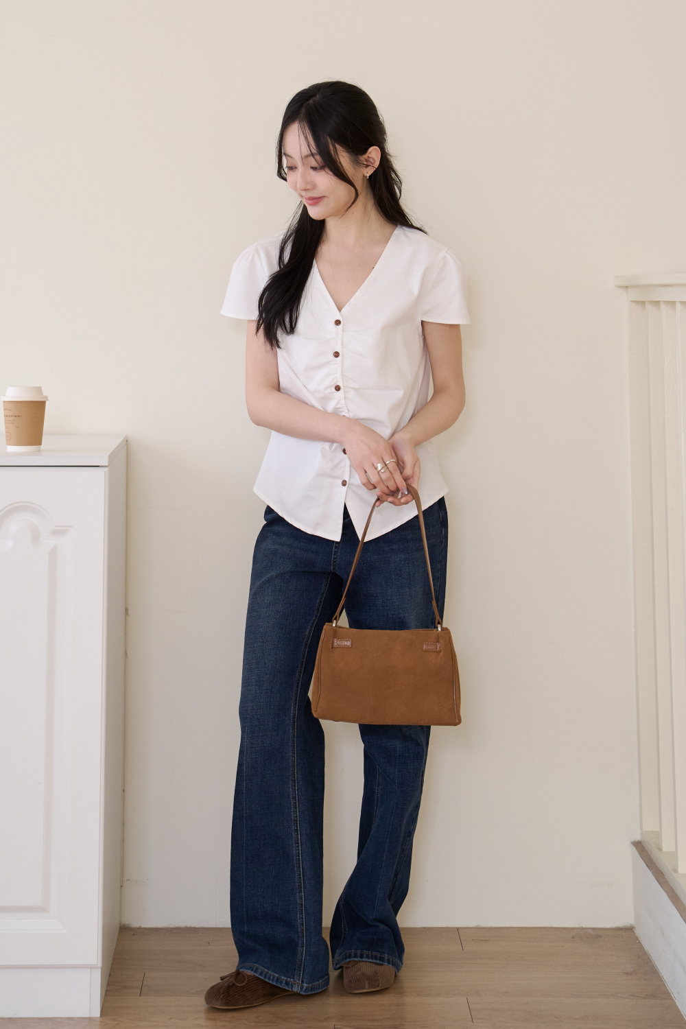 HEALER Made 默默超修身 V領短袖牛仔襯衫