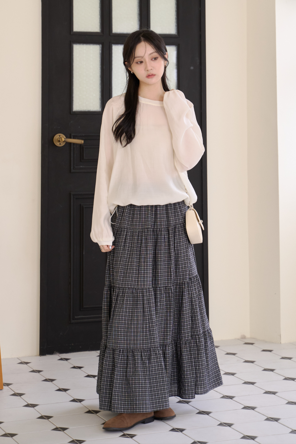 仙女氣息 清透抽繩圓領上衣