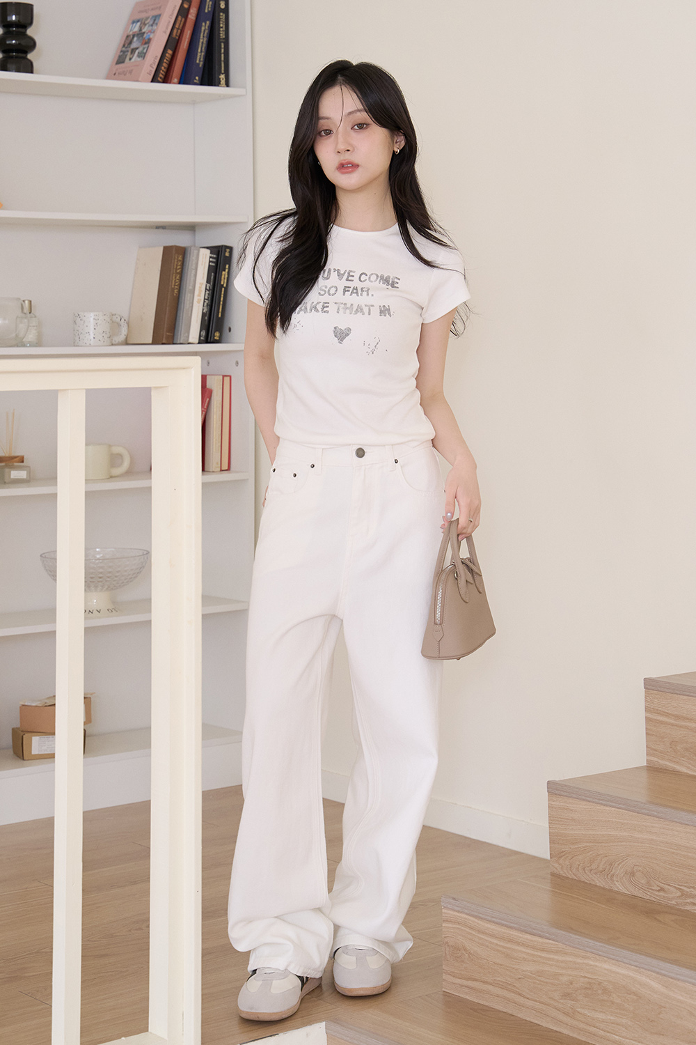 心靈雞湯 文字印花彈性修身短T