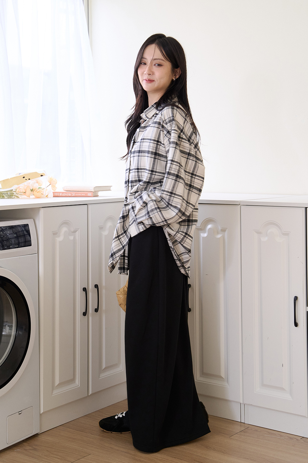 摯友 格紋輕磨毛寬鬆襯衫