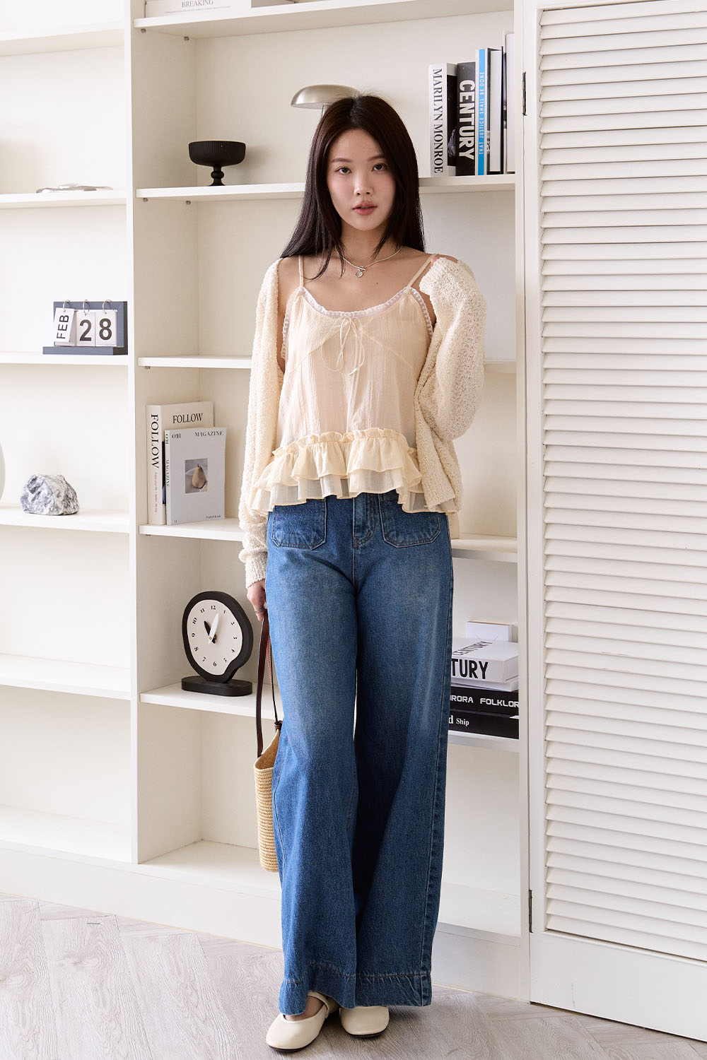 天使小背心 荷葉蕾絲細肩帶背心