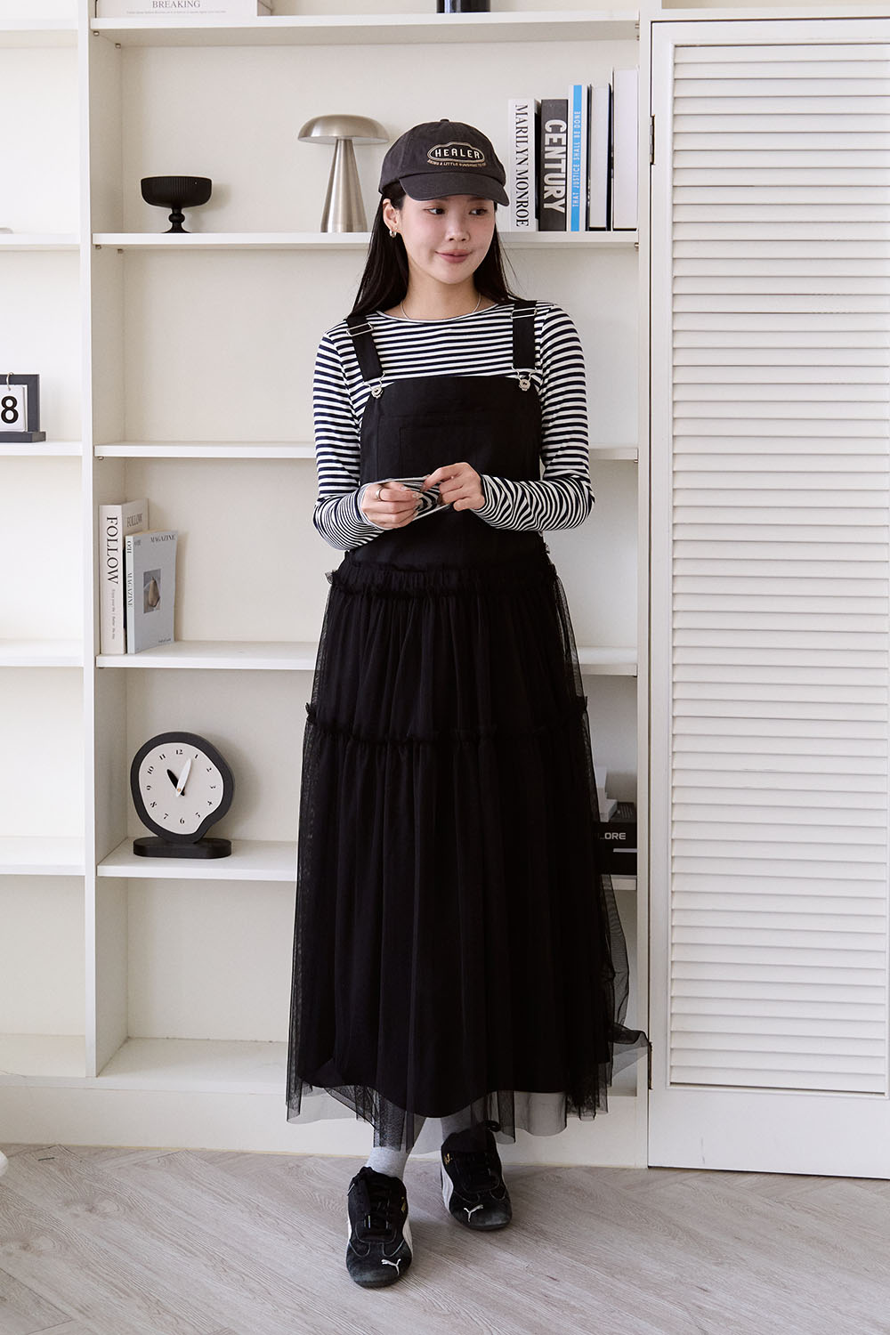 百分百 條紋圓領長袖上衣