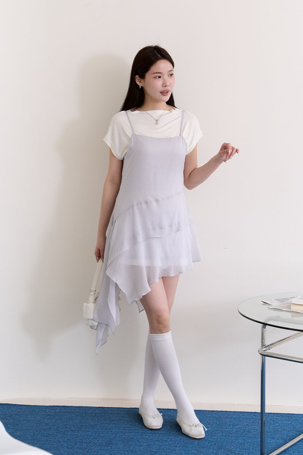 透明心事 斜下襬雪紡背心